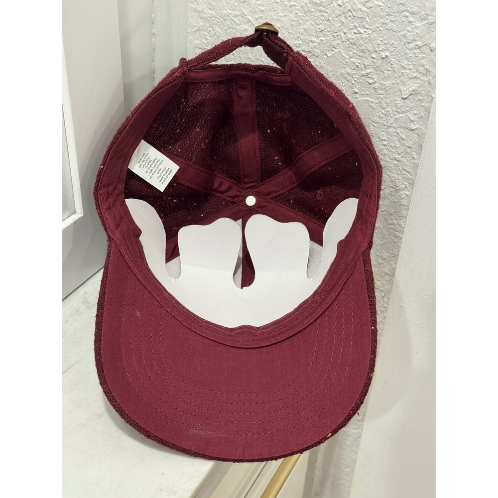 Tweed Wool Blend Adjustable Baseball Cap One Size Maroon Dark Red - Picture 3 of 6